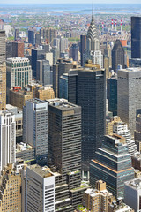 Naklejka premium Beautiful view of skyscrapers of New York City from bird 's flight. USA
