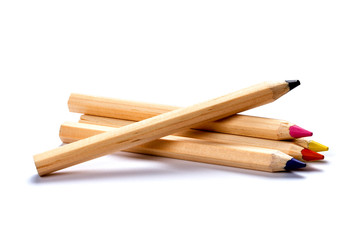 colored pencils isolated on white background. close up