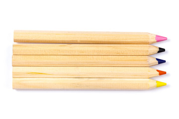 colored pencils isolated on white background. close up