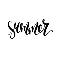 Fototapeta na wymiar Hello summer - vector logo text. Typography for poster with hand drawn summer lettering