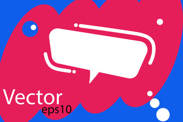 white speech bubble on bright blue and red background, vector illustration
