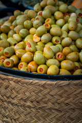 Background of great spanish green olives