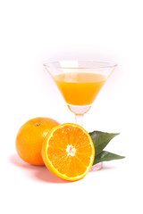 Fresh orange juice with fruits, isolated on white