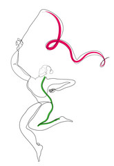 One continuous line drawing of gymnastic training Gymnastic training and stretching concept.