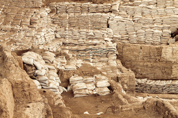 Excavations of Site of Catalhoyuk. It was a huge Neolithic and Chalcolithic settlement in southern Anatolia, Turkey. UNESCO World Heritage Site