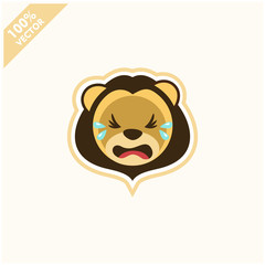 Cute lion face emoticon emoji expression Illustration. Scalable and editable vector.