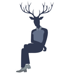 Office deer cartoon character male silhouette sitting