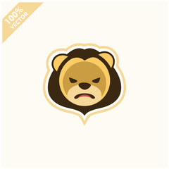Cute lion face emoticon emoji expression Illustration. Scalable and editable vector.