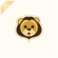 Cute lion face emoticon emoji expression Illustration. Scalable and editable vector.