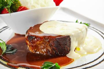 Pork neck confit with pickled vegetables