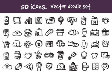 vector doodle icons set for web design