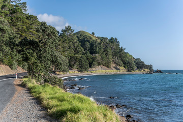 coastal road toward south at Wilson bay, New Zealand