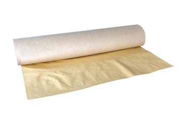 Roll of baking parchment paper isolated on white, with clipping paths.