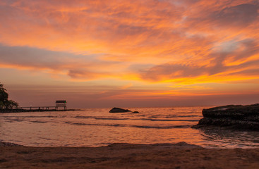 stunning sunset in a tropical beach in South east asia