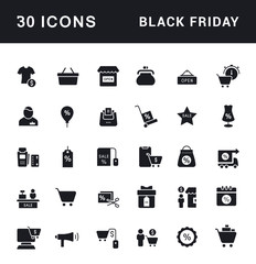 Set of Simple Icons of Black Friday