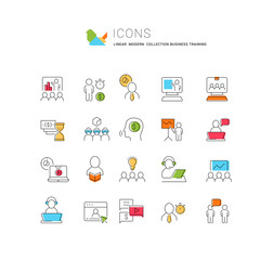 Set Vector Line Icons of Business Training