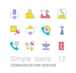 Set of Simple line Icons of Communication Service