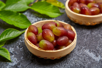 Grapes in bamboo baskets
