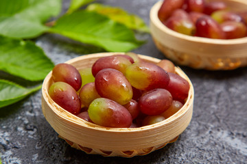 Grapes in bamboo baskets