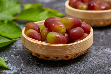 Grapes in bamboo baskets