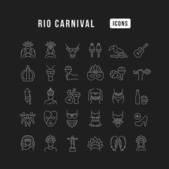 Vector Line Icons of Rio Carnival