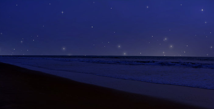 Night Starry Sky At Beach 