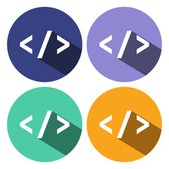 Icon programming web development concept flat design with long shadow