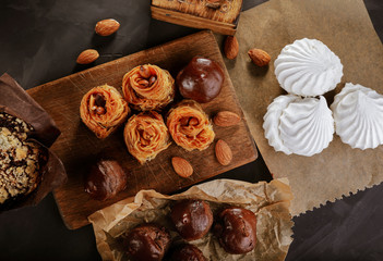 delicious mouth-watering sweets on the table