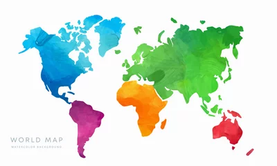  Vector hand drawn watercolor world map isolated on white background © Eva Kali