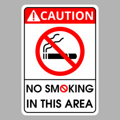 No smoking label on soft gray background. Vector concept design for public places or web site and mobile app. Don't smoking sign. Vector illustration