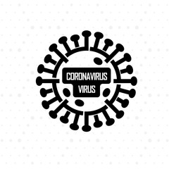 Coronavirus Sign Isolated Vector Icon, COVID-19 Novel Coronavirus Bacteria.Black and White Monochrome Style. Pixel-aligned, Pixel Perfect, Editable Stroke, Easy Scalablility.