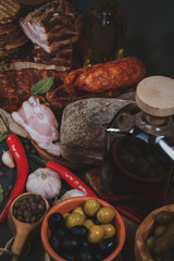 appetizing baked meat with a snack on the table