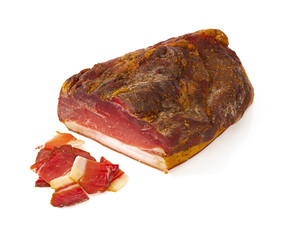 italian speck isolated on white background