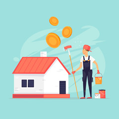 Home repair, construction. Flat design vector illustration.