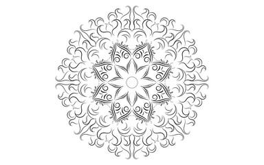 Circle pattern petal flower of mandala with black and white,Vector floral mandala relaxation patterns unique design with white background,Hand drawn pattern,concept meditation and relax