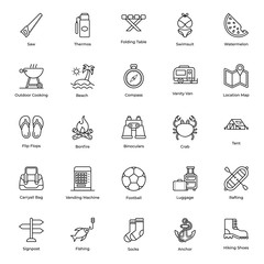  Travel and Picnic Line Vectors Pack 