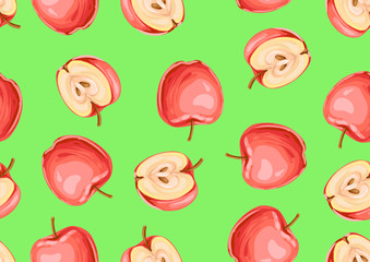 Seamless pattern with apples and slices.