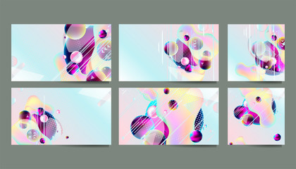 Elegant neo mint color pastel muted pale calm tones card templates set