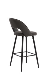 gray textile bar stool isolated on white background. modern gray bar chair back view. soft...