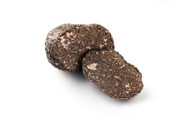 sliced black truffle isolated