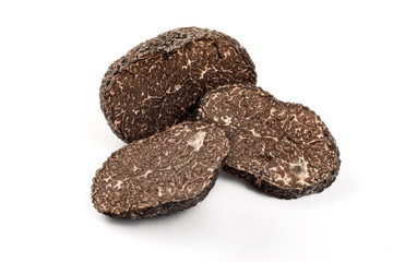 sliced black truffle isolated