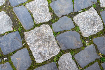Old cobblestone pavement detail