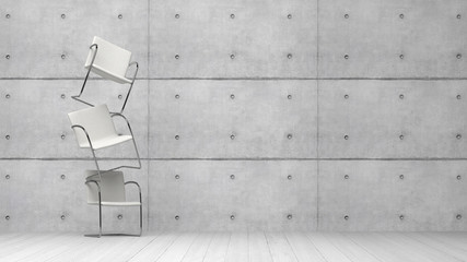 abstract business symbol with white chairs - 3D Illustration