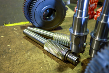 spare part helical gear and key shaft wait for assembly