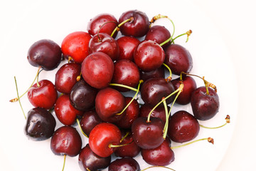 Group of delicious cherrieson white background