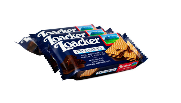 Italy, 19  february 2020: multi pack wafers Loacker brand