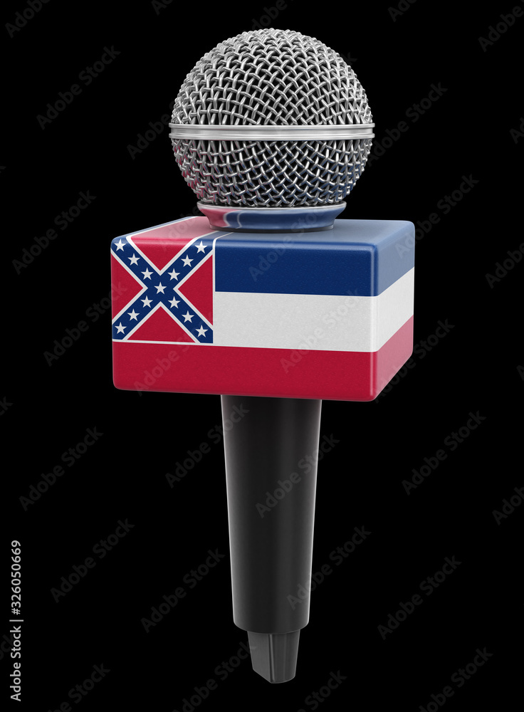 Poster microphone and mississippi flag. image with clipping path