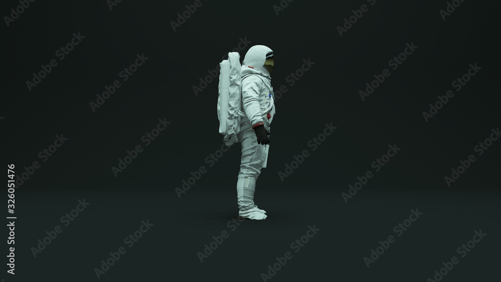 Wall mural astronaut with gold visor and white spacesuit with dark grey background with neutral diffused top ki