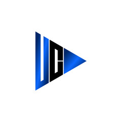 Letter UC triangle logo design vector