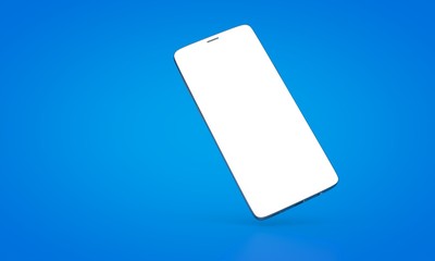 smartphone mobile in 3d mockup blue